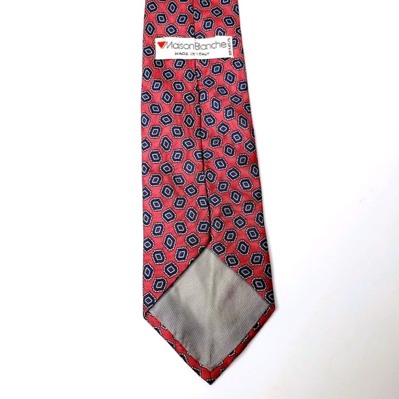 Maison Blanche Italian Diamond Pattern Silk Tie - Picture 4 of 8